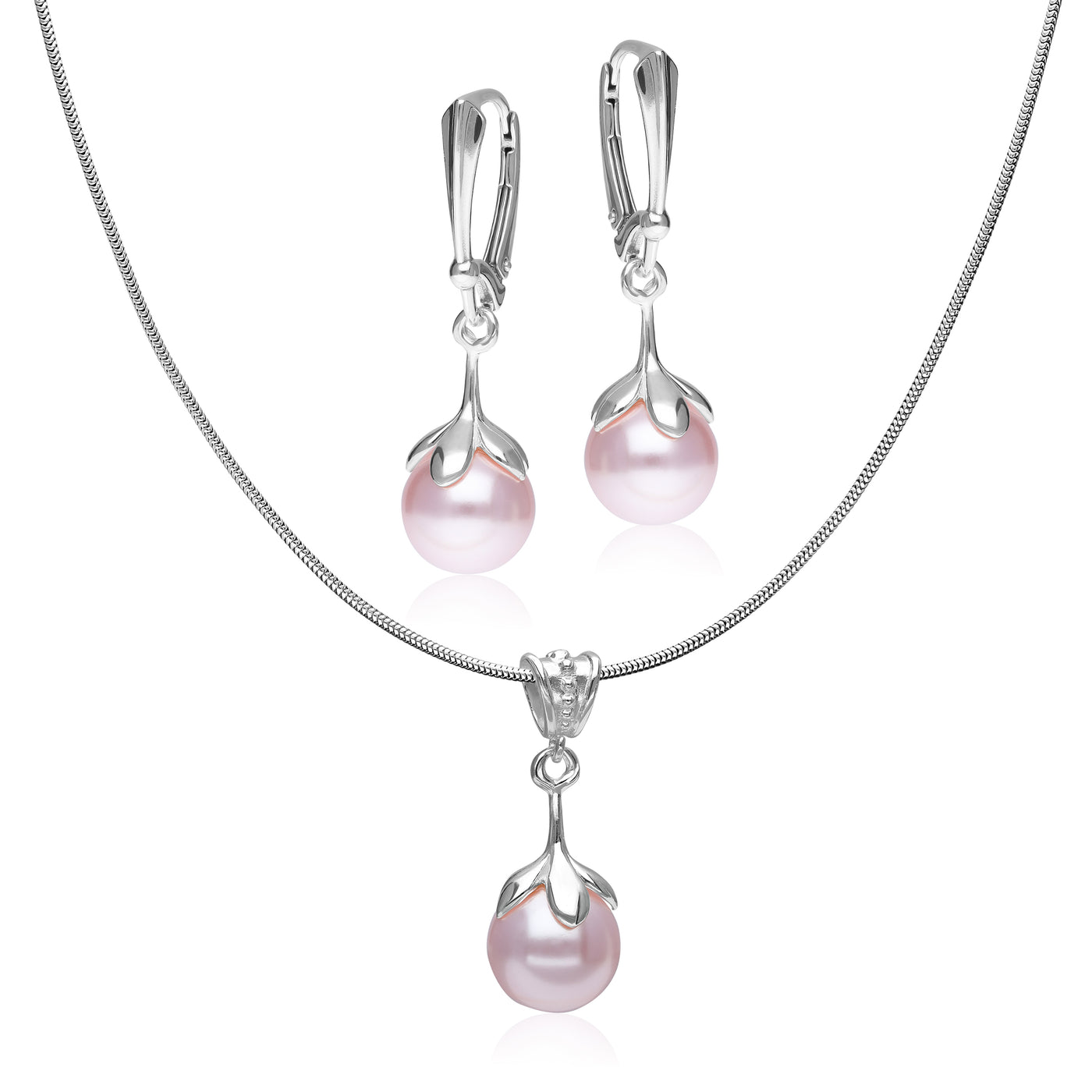 Schmuckset mit Perlen rosa aus Sterlingsilber 925