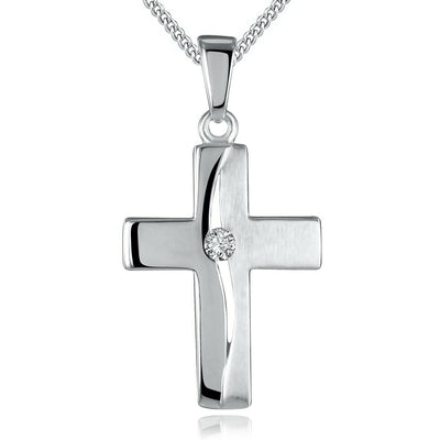 Kreuz Anhänger mit Kette aus 925er Silber